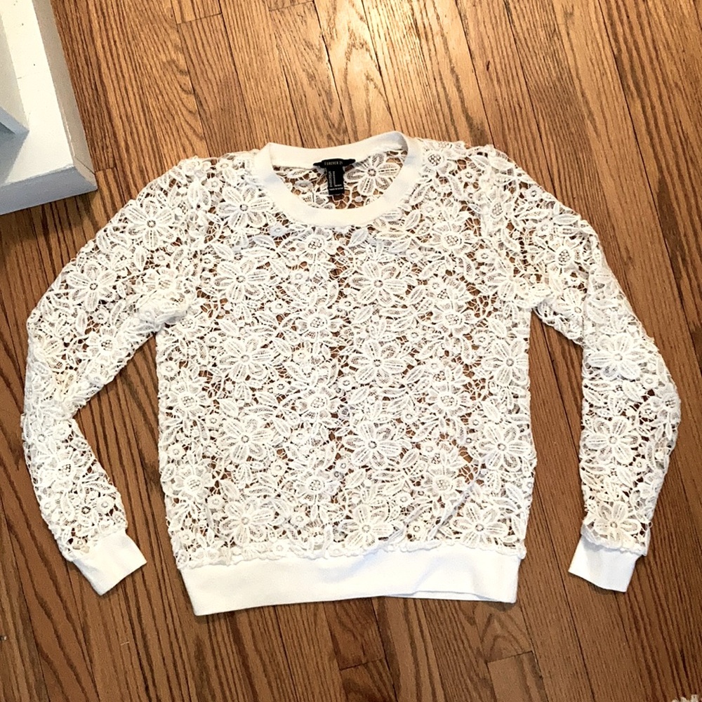 Lace flowered top.  Gently worn, Medium.